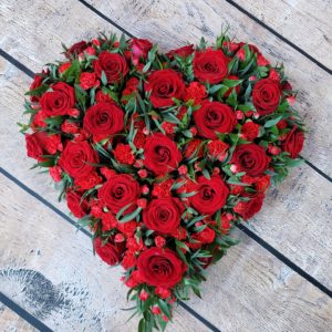 red rose and carnation heart-funeral heart design