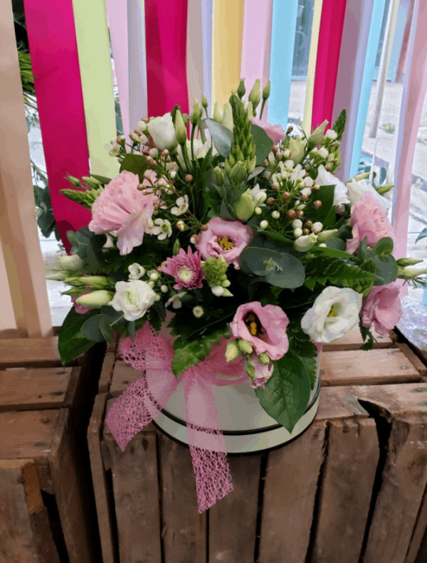 Pink Dream-hat box-flowers-torbay florist-pink flowers