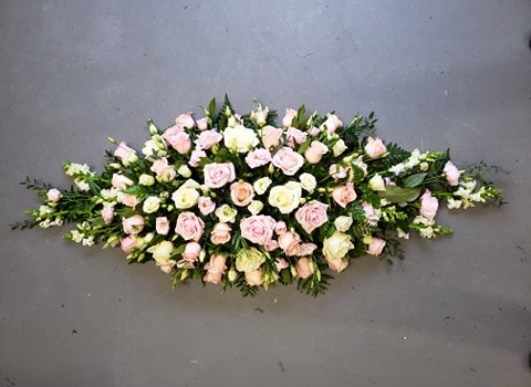 Rose & Lisianthus double ended spray-funeral flowers
