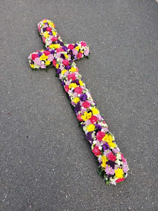 vibrant flower cross