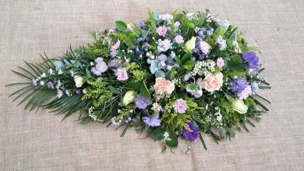 wild and natural single ended coffin spray-funeral flowers-florist-torbay