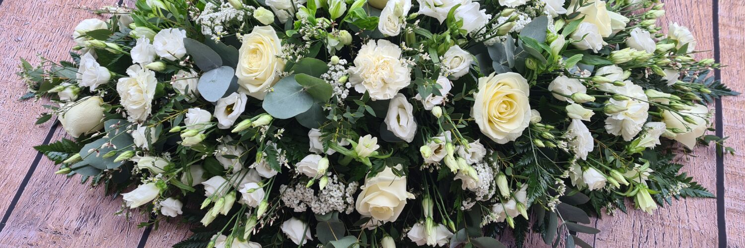 white double ended funeral flowers
