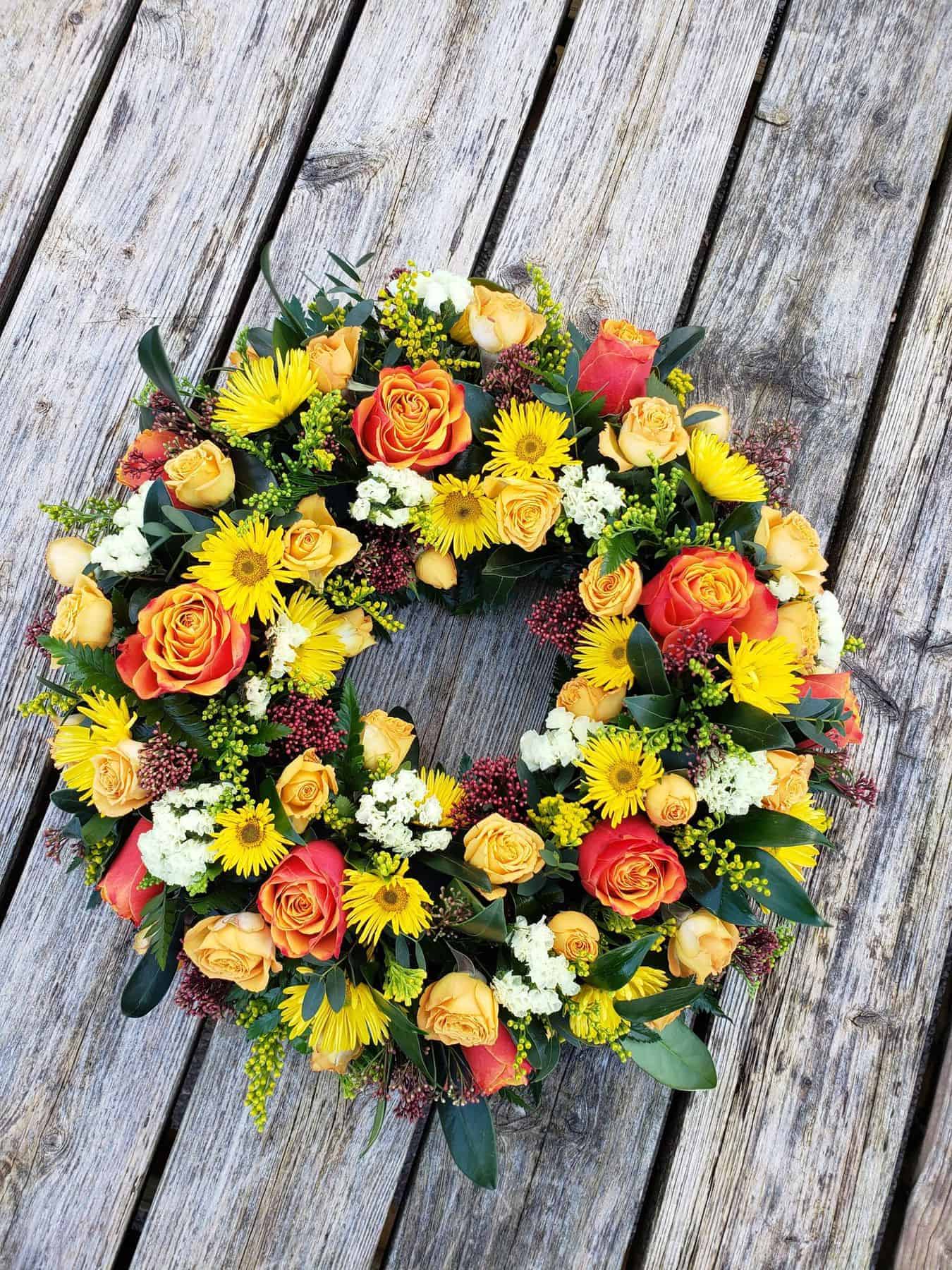 seasonal flower wreath-funeral flowers-torquay-torbay florist