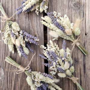 dried lavender buttonholes-dried wedding flowers-lavender