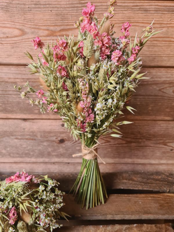 pink larkspur-bouquet-dried wedding flowers-natural