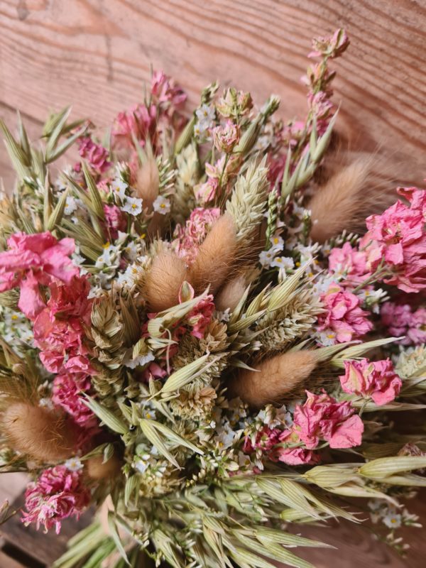 pink larkspur-bouquet-dried wedding flowers-natural