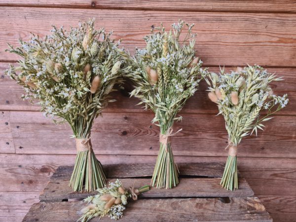 dried neutral flowers-wedding flowers-natural dried-bunny tails-bouquets-bride-bridesmaid-flower girl-dried flowers-bouquets