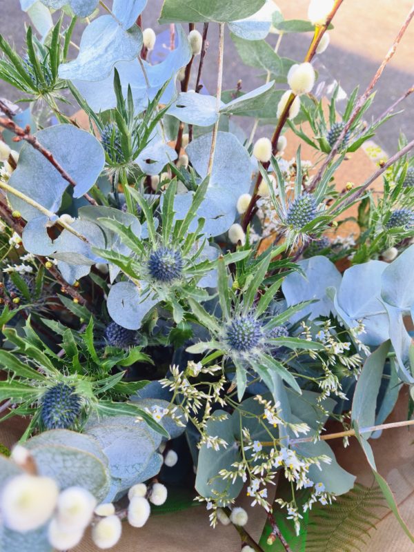 eucalyptus bunch-foliage-natural bouquet-twigs-pussy willow