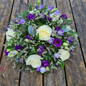 lavender posy-funeral flowers-white and purple flowers