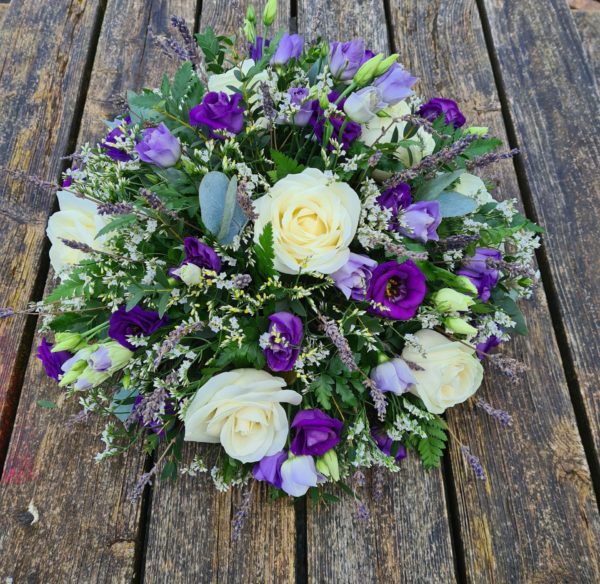 lavender posy-funeral flowers-white and purple flowers